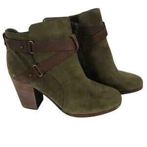Giani Bernini Boots SIze 9 Nine Womens Dark Olive Green Brown Stacked Heel Zip